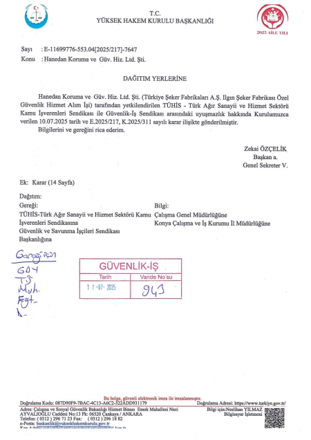 Türkiye Şeker Fabrikaları A.Ş. Ilgın Şeker Fabrikası Toplu İş Sözleşmesi İmzalandı
