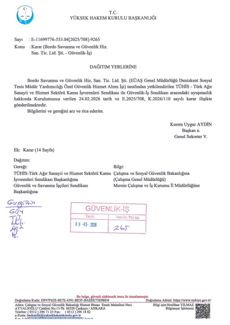 EÜAŞ Genel Müdürlüğü Denizkent Sosyal Tesis Müdür Yardımcılığı Toplu İş Sözleşmesi İmzalandı